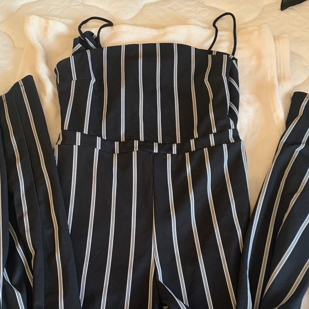 Revamped Black and White Striped Jumpsuit